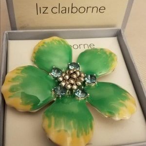 VINTAGE Brooch- LIZ CLAIBORNE Enameled Flower